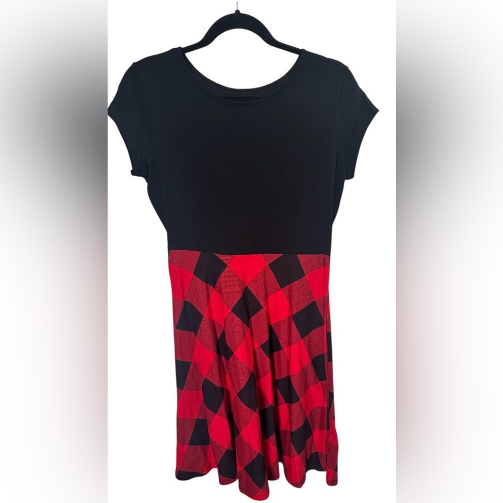 Old Navy| Girls Fit & Flare Jersey Dress in Red Buffalo Plaid| Size XXL 18 NWT